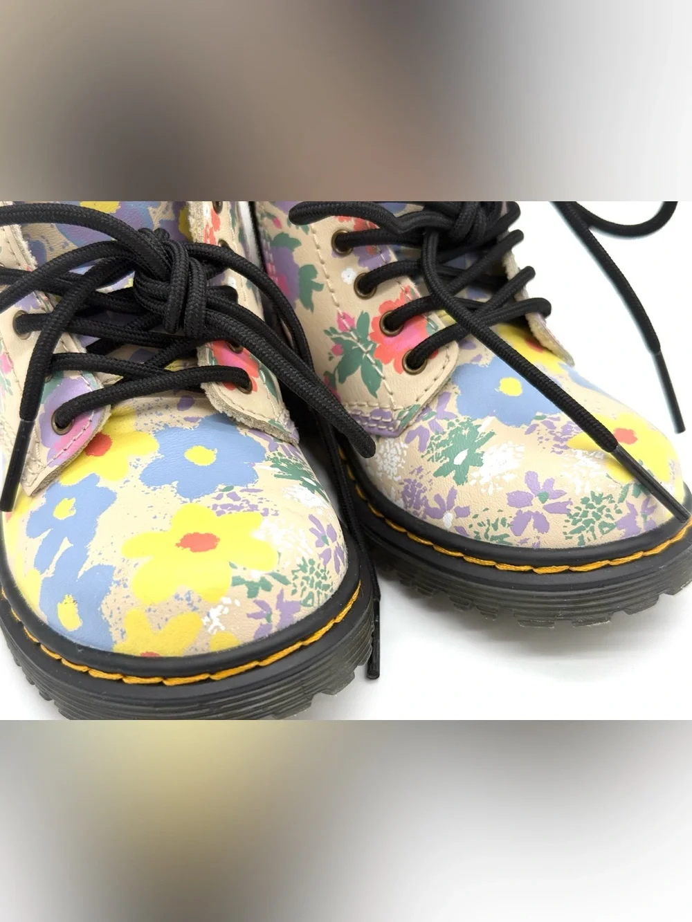 NWOT Dr. Martens Toddler 1460 Floral Mash Up Hydro Leather Lace-Up Boots US 8